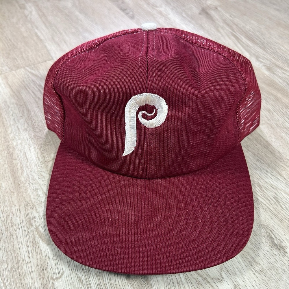 VTG Philadelphia Phillies Snapback Hat MLB Baseball Universal Maroon Trucker Cap